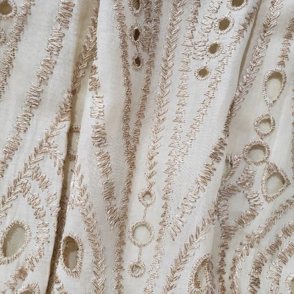 Talbots Midi Skirt Ecru Eyelet Embroidered Lined Cotton 6 EUC - Picture 7 of 9